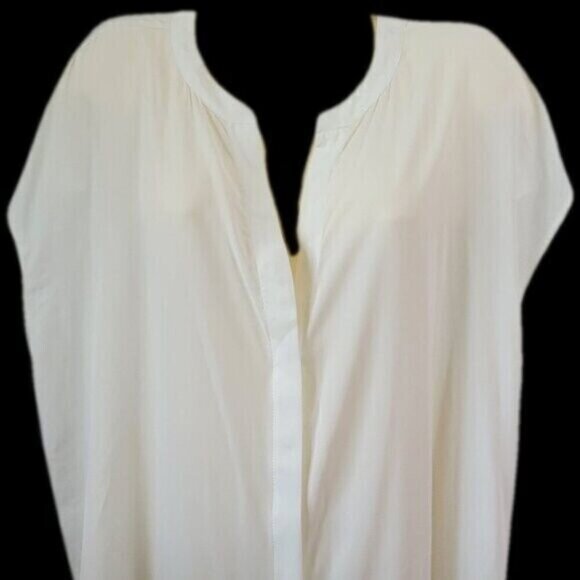 NEW Eloquii sz 22 White Blouse Button up notch hidden placket cap sleeves NWT - Picture 2 of 13